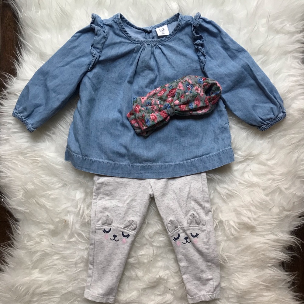 Baby Gap blouse & Cat & Jack leggings 6-12M